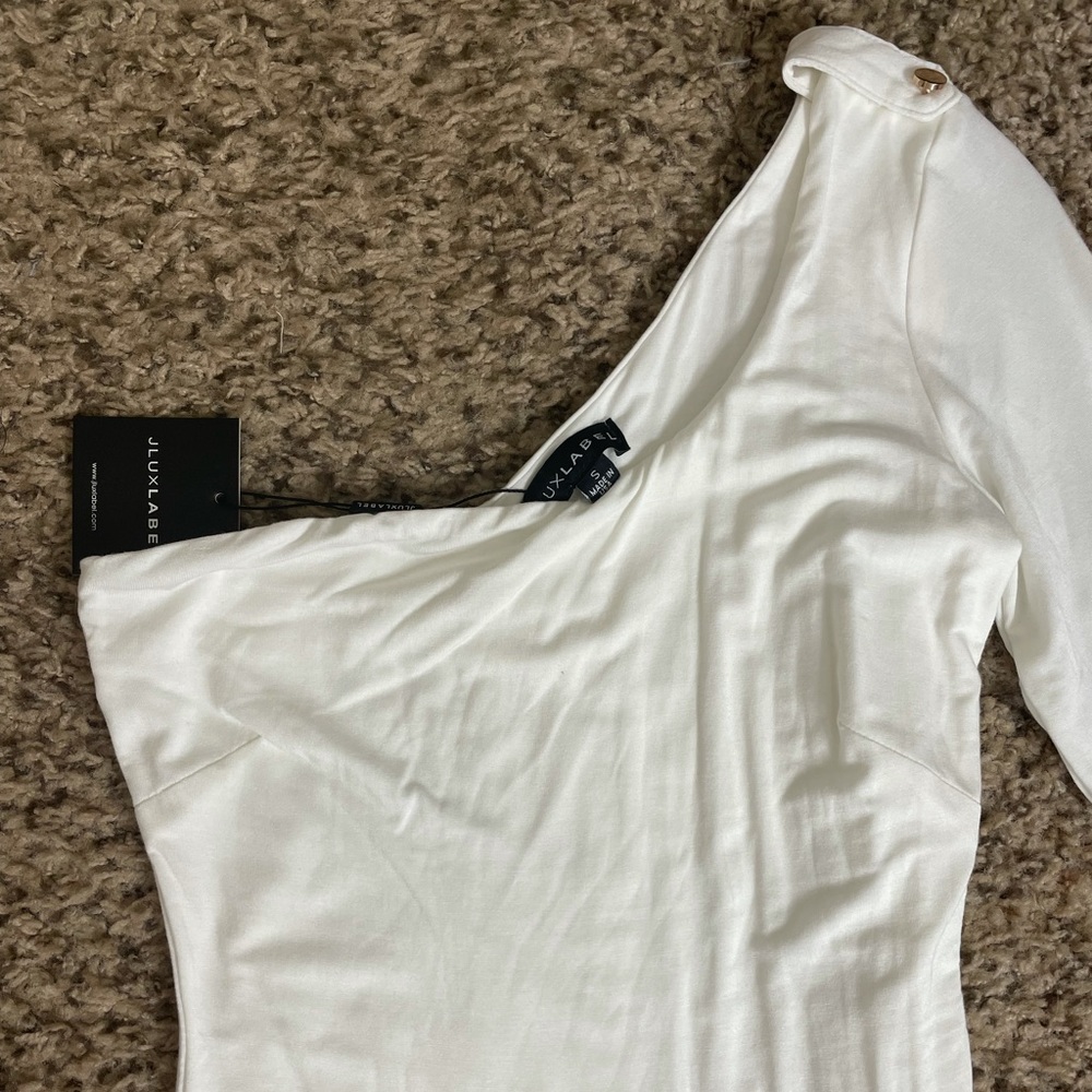 JLUXLABEL white one sleeve dress. Maxi length.